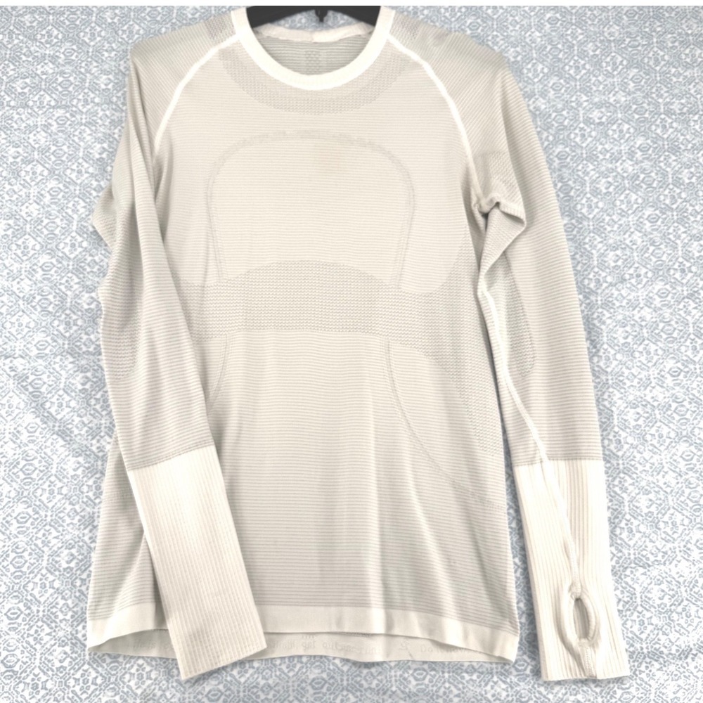 Lululemon Swiftly Tech Long Sleeve 2.0 Gray White Size 10 Running Shirt
